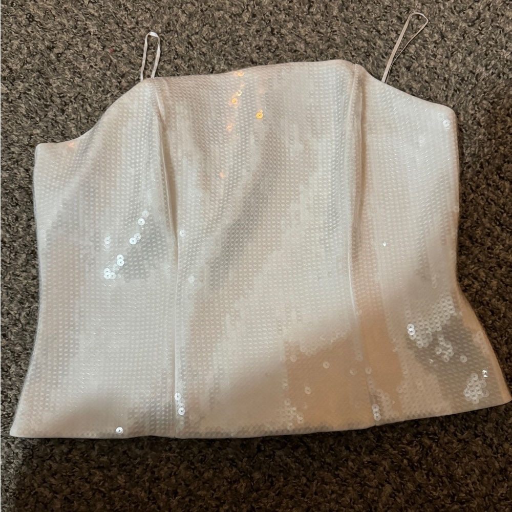 White Sequin Tube Top from Express